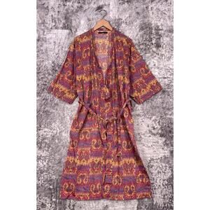 Peruvian Connection Robe Small Womens Colorful Kimono Sleeve Duster
